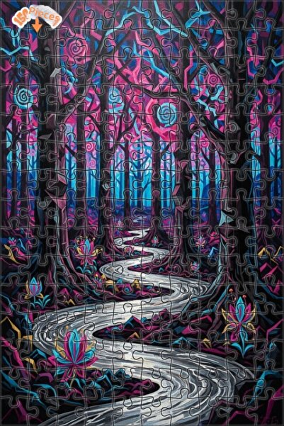 Teona Ahşap Mysterious Forest River Oil Painting Look Wooden Puzzle 150 Piece...