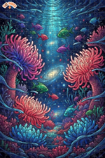 Teona Ahşap لغز خشبي بإطار مزدوج الطبقات بألوان تحت البحرية 500 قطعة 50x30