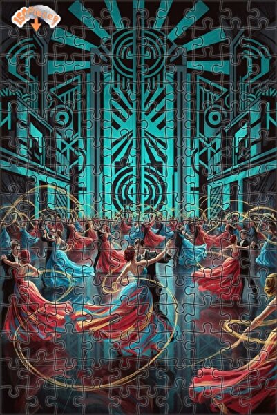 Teona Ahşap Art Deco Ballroom Dancing Oil Painting Look Double Layer Framed W...