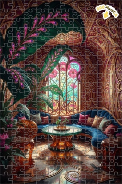 Teona Ahşap لغز خشبي بإطار ذو طابقين بمظهر لوحة زيتية على طراز آرت نوفو 200 ق...