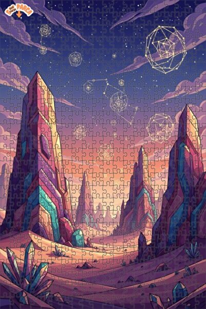 Teona Ahşap لغز خشبي مؤطر بطبقتين من بلاد الكريستال الغامضة 500 قطعة 50x30