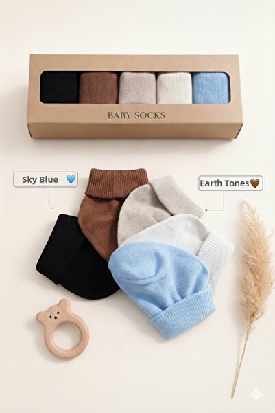 baby socks 5 Pairs of Natural Colored Baby Boy Socks 0-6 Months