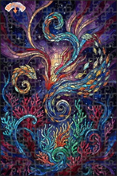 Teona Ahşap لغز خشبي رائع ذو طابقين بإطار بتصميم طائر وسمكة تحت البحر 150 قطع...