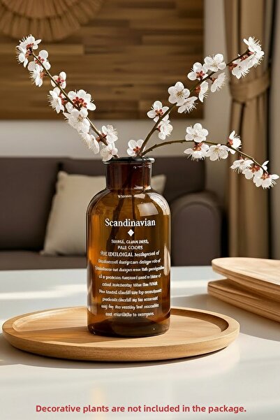 KHAKMA Vază decorativă din sticlă chihlimbar – cu inscripție „Scandinavian”, ...