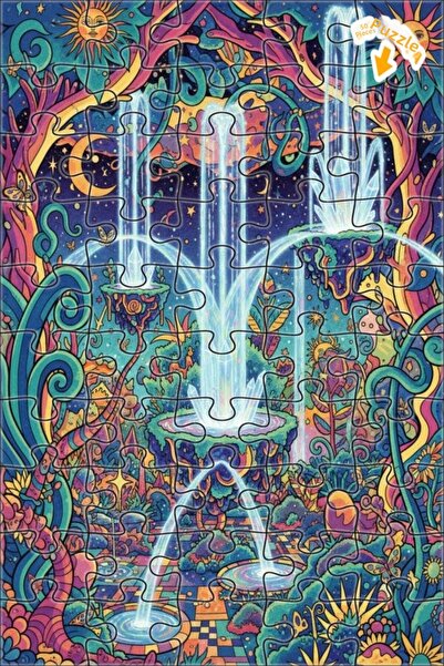 Teona Ahşap لغز خشبي بإطار مزدوج الطبقات بمظهر رسم ملون يشبه الشلال الكريستال...