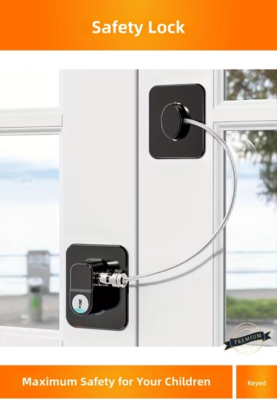 Letsii قفل أمان للأطفال من الفولاذ اللاصق باللون الأسود مع مفتاح، قفل أمان لل...