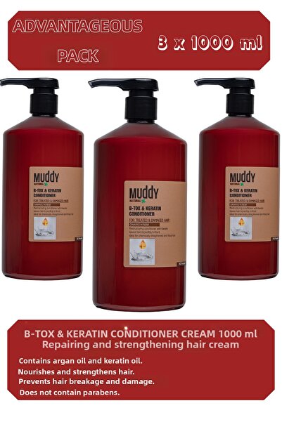 Muddy بلسم إصلاح البشرة بي توكس والكيراتين 1000 مل × 3