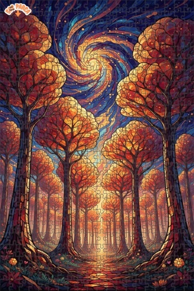 Teona Ahşap Enchanted Forest Sparkle Double Layer Framed Wooden Puzzle 500 Pi...