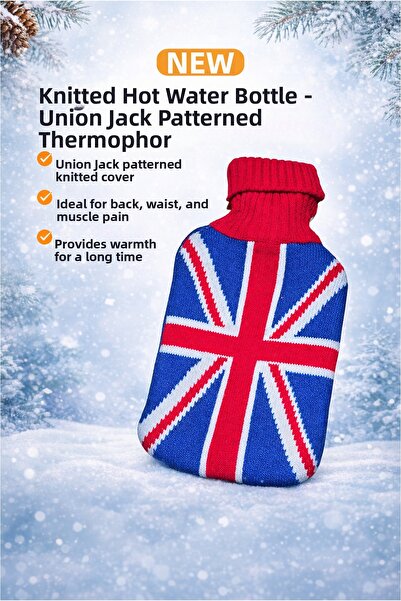 direkstoktan كيس ماء ساخن بغطاء محبوك - نمط العلم البريطاني - حافظ للحرارة / ...