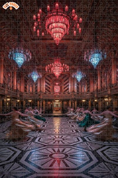 Teona Ahşap لوحة زيتية لنساء يرقصون الفالس في قاعة الرقص، لغز خشبي بإطار مزدو...