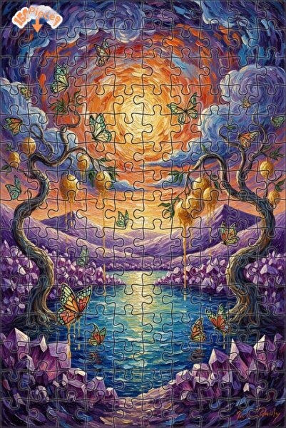 Teona Ahşap لغز خشبي فني رائع بمناظر طبيعية لفراشات وكريستال، مظهر لوحة زيتية...