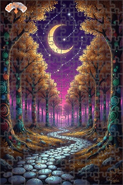 Teona Ahşap Enchanted Forest Moonlight Art Puzzle 150 Pieces 20X30