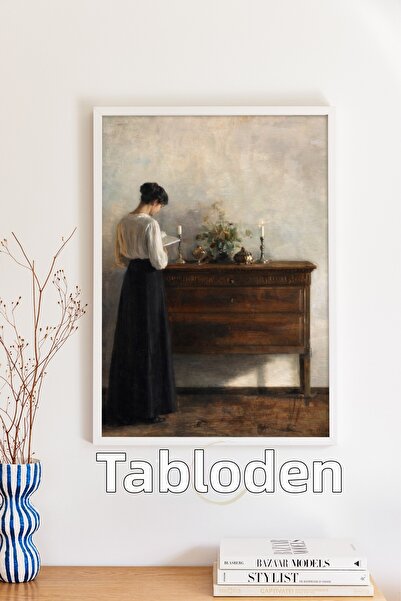 tablodea Pictură în ulei în stil clasic de epocă, femeie citind o carte, deco...