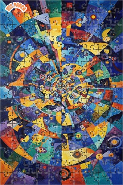 Teona Ahşap Dynamic Geometric Abstract Art Oil Painting Look Double Layer Fra...