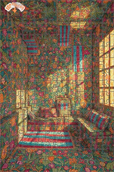 Teona Ahşap Bohemian Art Floral Pattern Room Look Oil Painting Look 150 Piece...