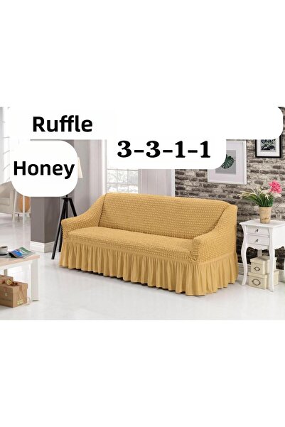 ARTUÇ Bürümcük Sofa Cover Set with Elastic Skirt Sofa Cover 3+3+1+1 Standard