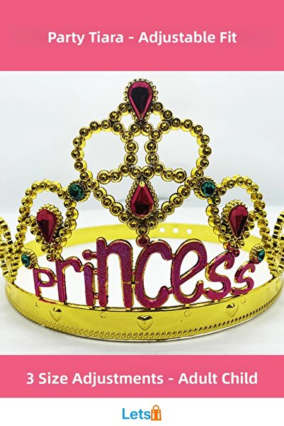 Arabamakss تاج حفلات قابل للتعديل باللون الذهبي مع كتابة الأميرة