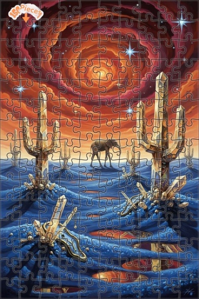 Teona Ahşap لوحة زيتية بتصميم الخيال الفائضي لفيل كريستالي ومناظر صحراوية، لو...