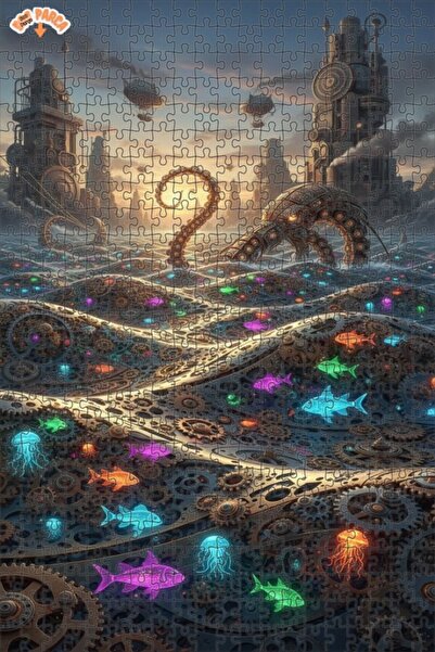 Teona Ahşap لغز خشبي بإطار مزدوج الطبقات من Balıklar Kraken Steam Sea مكون من...