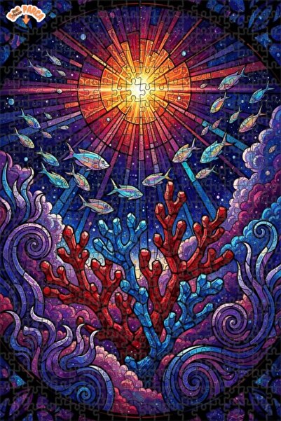 Teona Ahşap لغز خشبي بإطار مزدوج الطبقات بمظهر زجاج ملون وتأثيرات ضوئية تحت ا...