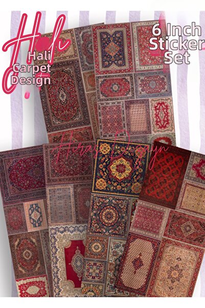 Hiras Dizayn مجموعة ملصقات من 6 قطع بأنماط السجاد الأصيلة، مجموعة ملصقات السج...
