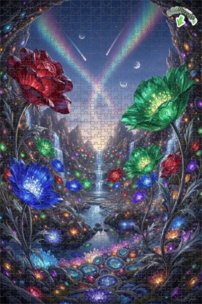 Teona Ahşap لغز خشبي بمظهر لوحة زيتية لعالم الزهور الكريستالية 800 قطعة 70×50