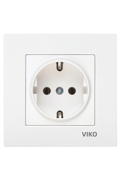 VİKO White Square Grounded Socket