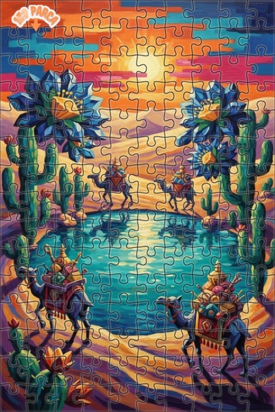 Teona Ahşap لغز خشبي بمظهر لوحة زيتية لعربة الصحراء 150 قطعة 20×30