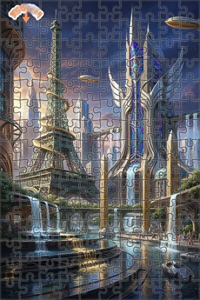 Teona Ahşap Futuristic Paris Double Decker Framed Wooden Puzzle 150 Pieces 20X30