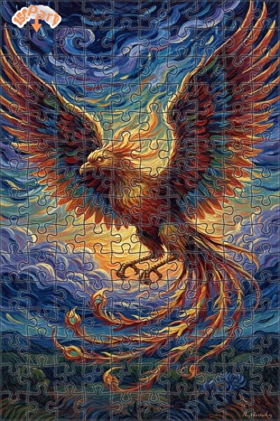 Teona Ahşap لغز خشبي بإطار مزدوج الطبقات بمظهر لوحة زيتية لطائر الفينيق الزمر...