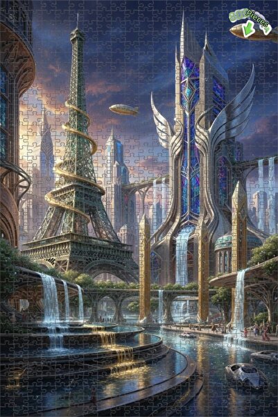 Teona Ahşap لغز خشبي بإطار مزدوج الطابق من باريس المستقبلية 800 قطعة 70x50