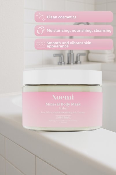 Noemi قناع الجسم المعدني الطبيعي مابل / علاج مزدوج المفعول بالملح المغذي / تقشير + عناية مكثفة بالترطيب