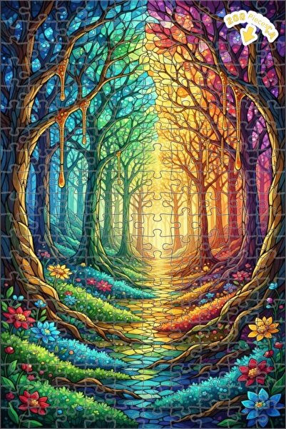 Teona Ahşap لغز خشبي بإطار مزدوج الطبقات من Rainbow Forest Road 200 قطعة 25x35