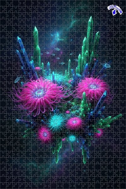 Teona Ahşap لغز خشبي بمظهر زيت الألوان يصور الأنيمونات البحرية الكريستالية 60...