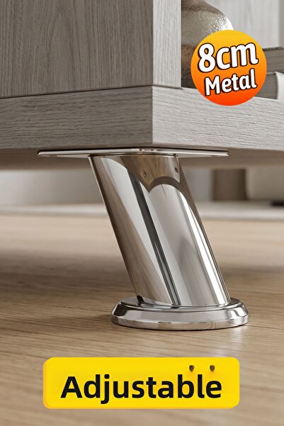 Badem10 (Adjustable) Chrome Metal Base with Table Top (8 cm) Tv Unit Sofa Fur...