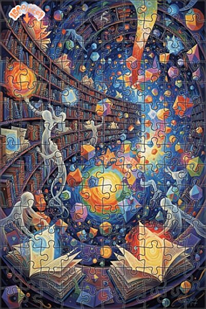 Teona Ahşap Dream Library Oil Painting Look Art Puzzle 150 Pieces 20X30
