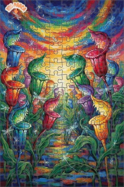 Teona Ahşap Colorful Wildlife after Dark Oil Painting Double-Deck Framed Wood...