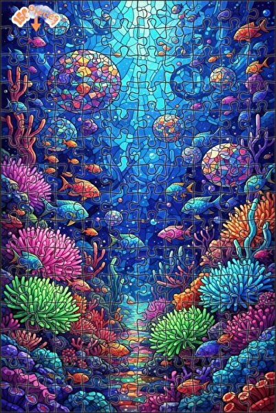 Teona Ahşap لغز خشبي فني بمظهر فسيفساء الأسماك الحية، لغز خشبي بإطار مزدوج ال...