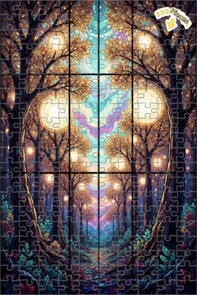 Teona Ahşap لغز خشبي بإطار مزدوج الطبقات بمظهر لوحة زيتية ساحرة للغابة، 200 ق...