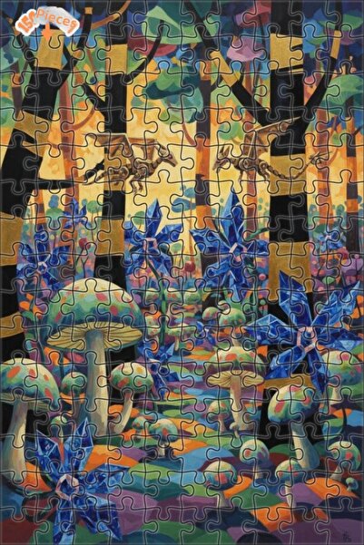 Teona Ahşap لغز خشبي مؤطر بطبقتين بمظهر لوحة زيتية لتنين الغابة الغامضة 150 ق...