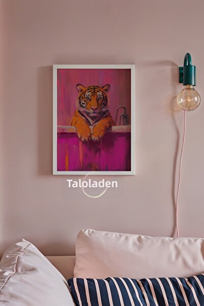 tablodea Ilustrație cu tigru pe fundal roz Tablou Pinterest TD Artă modernă D...