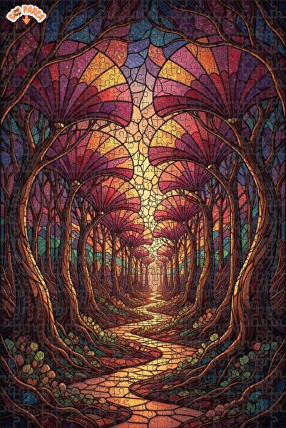 Teona Ahşap Fairy Tale Forest Road Glass Mosaic Look 500 Pieces 50X30