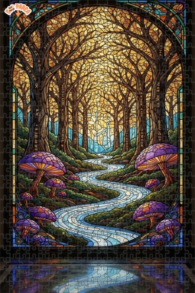 Teona Ahşap لغز خشبي بإطار مزدوج الطبقات بمظهر فسيفساء زجاجية يشبه الأنهار ال...