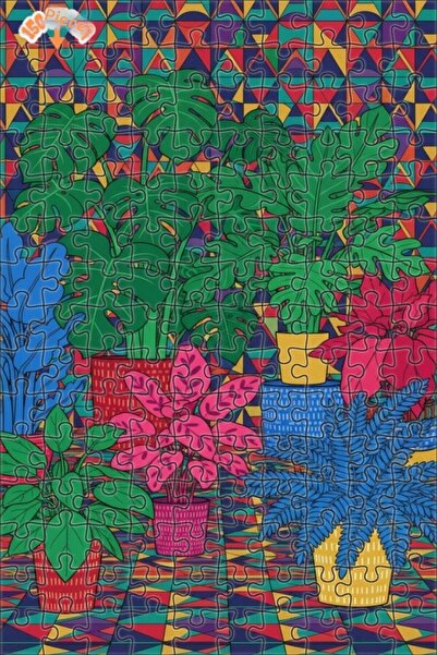 Teona Ahşap لغز خشبي مؤطر بطبقتين بنمط نباتي حي وفن خطي 150 قطعة 20×30