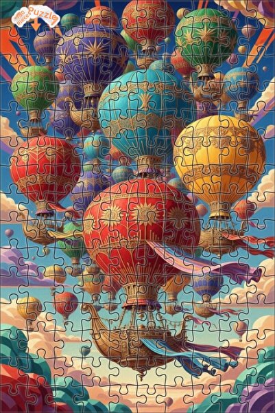 Teona Ahşap لغز خشبي بإطار مزدوج الطبقات بمظهر لوحة زيتية لمشهد بالونات السما...