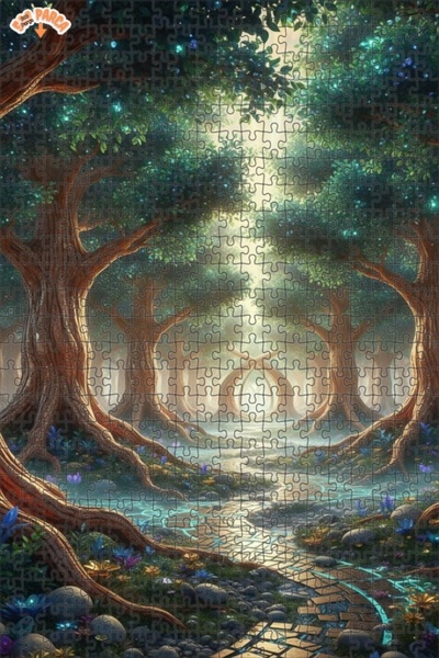 Teona Ahşap باب الغابة الغامضة بمظهر لوحة زيتية 500 قطعة 50×30