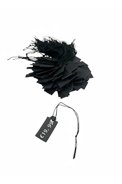 MeGass Dekor Medium Size Black Color 2 /1.5 cm 80Pcs Cardboard String Price Tag