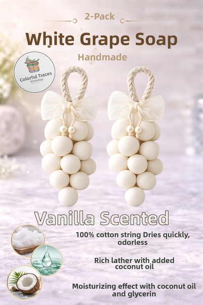 RenkliİzlerAtölyesi Glycerin White Grape Cluster Soap (Double) |   Freshly Sc...