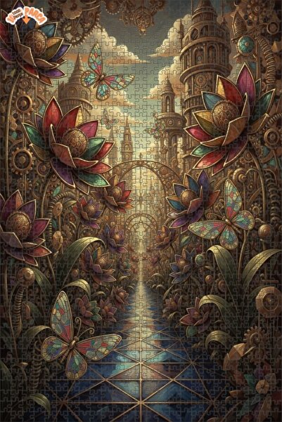 Teona Ahşap لوحة فنية بتأثير الزيت على شكل فراشات الغابة بالبخار 1000 قطعة 70×50