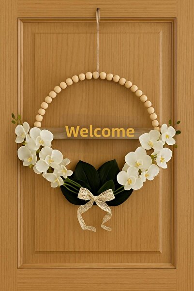 MACROMEKİDS 30 cm Metal Pulley Orchid Flower Exterior Door Ornament – Welcome...